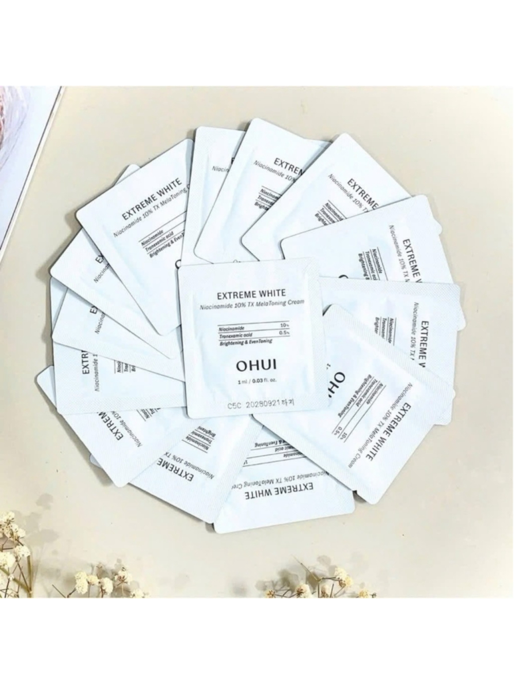 O HUI Extreme White Niacinamide 10% TX Mela Toning Cream 1ml x 30pcs K-Beauty.